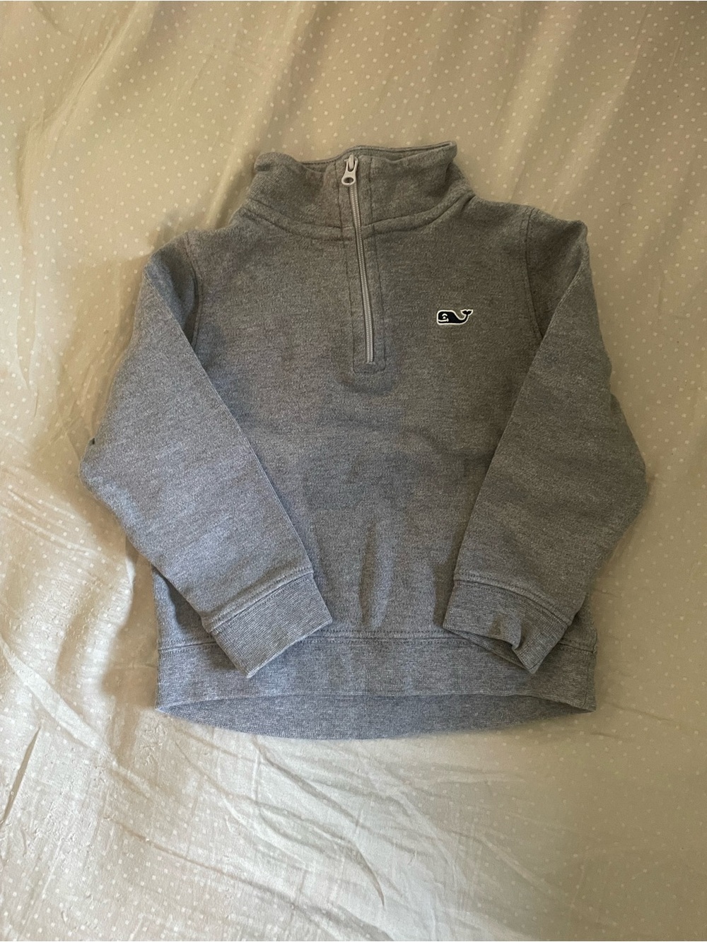 Vineyard Vines Grey Quarter-Zip Sweater with Whale Logo 3T